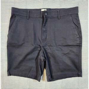 H&M $37 Large 37" Navy Blue Slim Fit Stretch Chino Cotton Blend 7"‎ Shorts